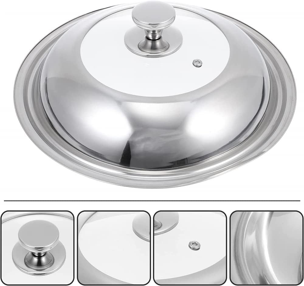 Pfannen Töpfe Deckel Abdeckung Edelstahl Bratpfannenabdeckung mit kühlem Griff Glas Kochgeschirr Deckel Kochkuppel Abdeckung Topfdeckel Ersatz - 38cm-44cm