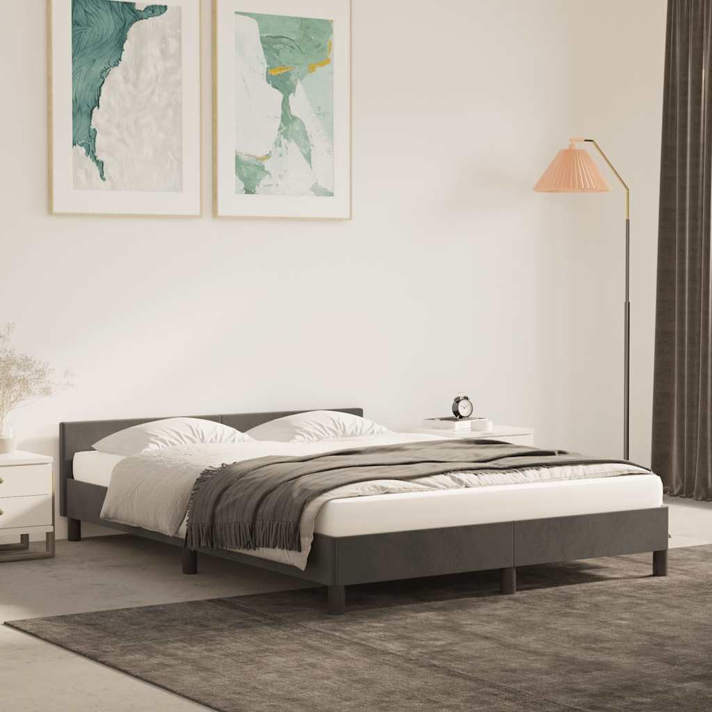 Marco de cama sin colchón (140 x 190 cm), color gris oscuro, cama y plataforma con soporte para listones de montaje fácil para dormitorio, adultos