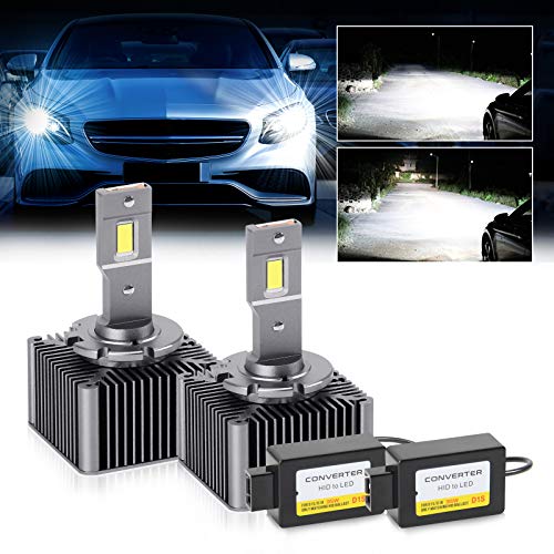OPL5 D1S LED Headlight Bulbs Conversion Kit, 100% Decoding Canbus, 2Pcs D1S LED Headlight Bulbs Replacement OEM Xenon Bulbs, 8600LM 35W 6500K Xenon White Extremely Bright LED Lamps (D1S)