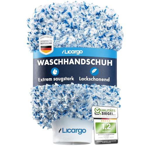 LICARGO Premium Mikrofaser Autowaschhandschuh - Ultra-Weich & Lackschonend - Extrem Saugstarker Waschhandschuh Auto für Kratzfreie Wäsche - Langlebig & Formstabil - Car Wash Mitt für Lack & Felgen