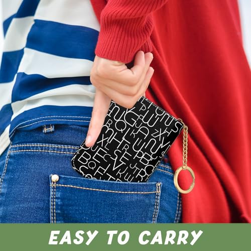 Image of Aiawoxc Credit Card Holder, Small RFID Wallet Slim Leather Card Organizer Case with Zipper and Keychain, Fashion Alphabet
