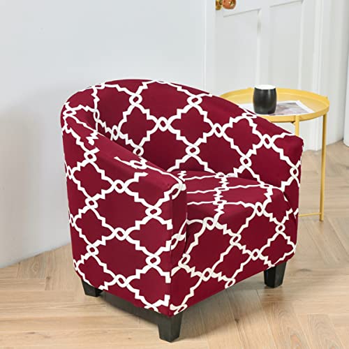 Fundas elásticas Antideslizantes para sillones Tipo butaca, Juego de 3 Piezas para sillas de Comedor, Sala de Estar, Oficina y recepción, Color Rojo y Blanco.