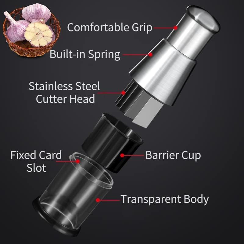 NALACAL Pressed Garlic Chopper, Stainless Steel 304 Garlic Masher, Multifunctional Minced Garlic Garlic Crusher, Manual Hand Garlic Grinder Cutter for Mincing Garlic, Slicing Peppers and Onions (1pc)