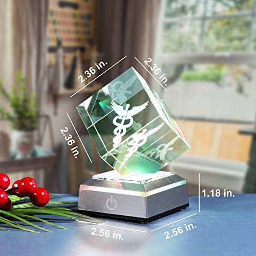 YWHL-Crystal-Doctor-Gifts-for-Women-Men-Doctors-Day-Gifts-for-Doctors-White-Coat-Ceremony-Gifts-3D-Caduceus-Figure-with-Colorful-Light-Base-for-Medical-Students-Medical-Professionals