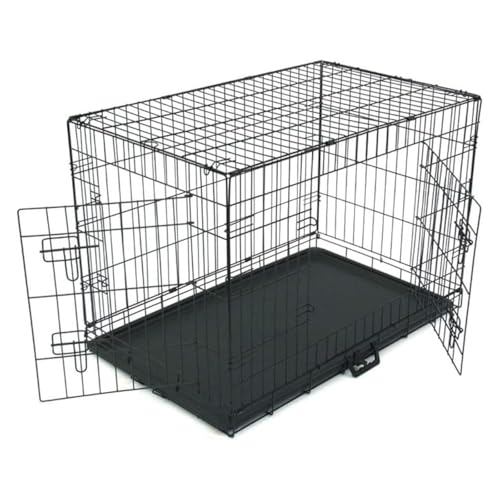 Cage Chien Pliable, Chenil pour Chien avec Cloison, bac en Plastique et 2 Portes, XL (91 x 57 x 62,5 cm), Cage de Transport Chien, Lapin, Chiot et Animaux...
