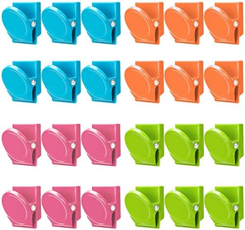 Magnetic Clips, 24 Pieces Magnetic Metal Clips, Fridge Magnet Refrigerator Whiteboard Wall Fridge Magnetic Memo Note Clips Magnets Metal Clip