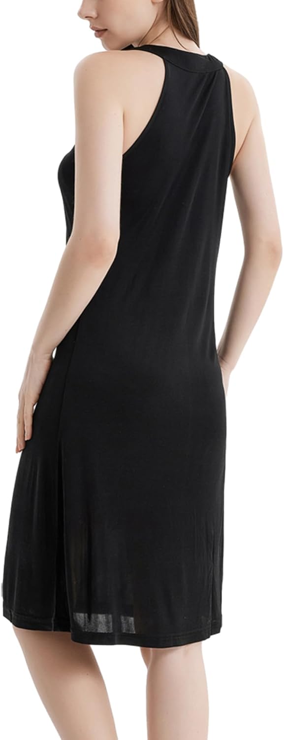Mulberry Silk Nightgown Women’s Elegant Halter Neck Nightdress Sleeveless Sleepwear Tank Pajamas Dress Night Shirt - Image 3