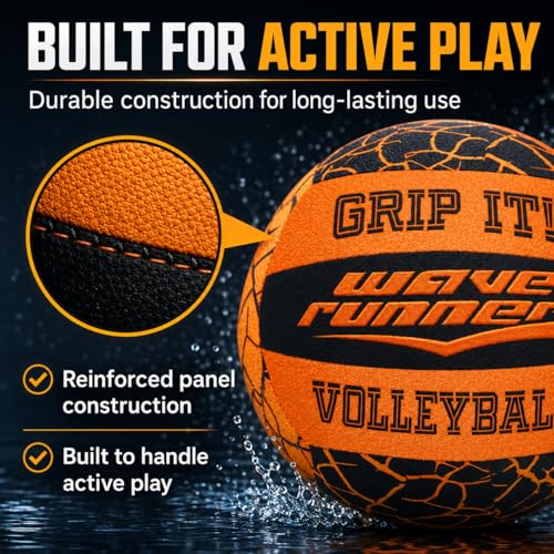 Image of Wave Runner Grip It Volleyball- 8-Inch All Weather Volleyball with Sure-Grip Technology | Perfect Ball for Indoor & Outdoor Play! (Random Color)