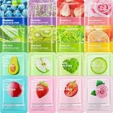Dimsile 16 Pcs Combo Essence Face Masks Skincare Hydraiting Facial Mask Moisturizing Self Care Sheet Mask for Women Girls Home Spa Skin Care (Assorted Styles)