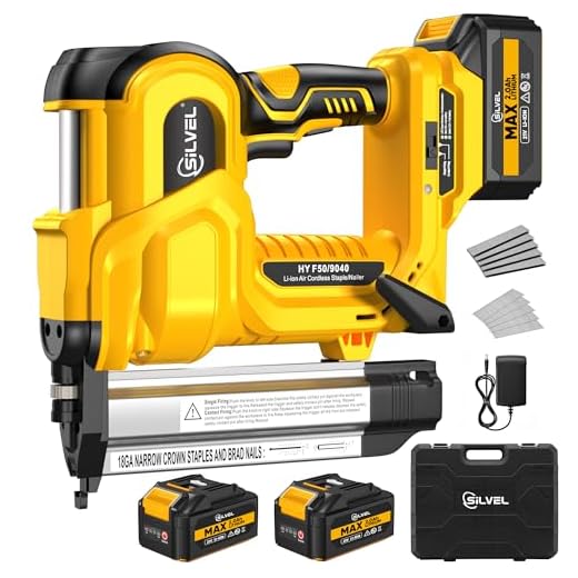 SILVEL 2" Cordless Brad Nailer, 2-in-1 21V Electric Brad Nailer with 2 * 2.0Ah Battery, 1000pcs Nails, 18GA Staples, Adjustable Depth for Woodworking, Home Improvement, yellow