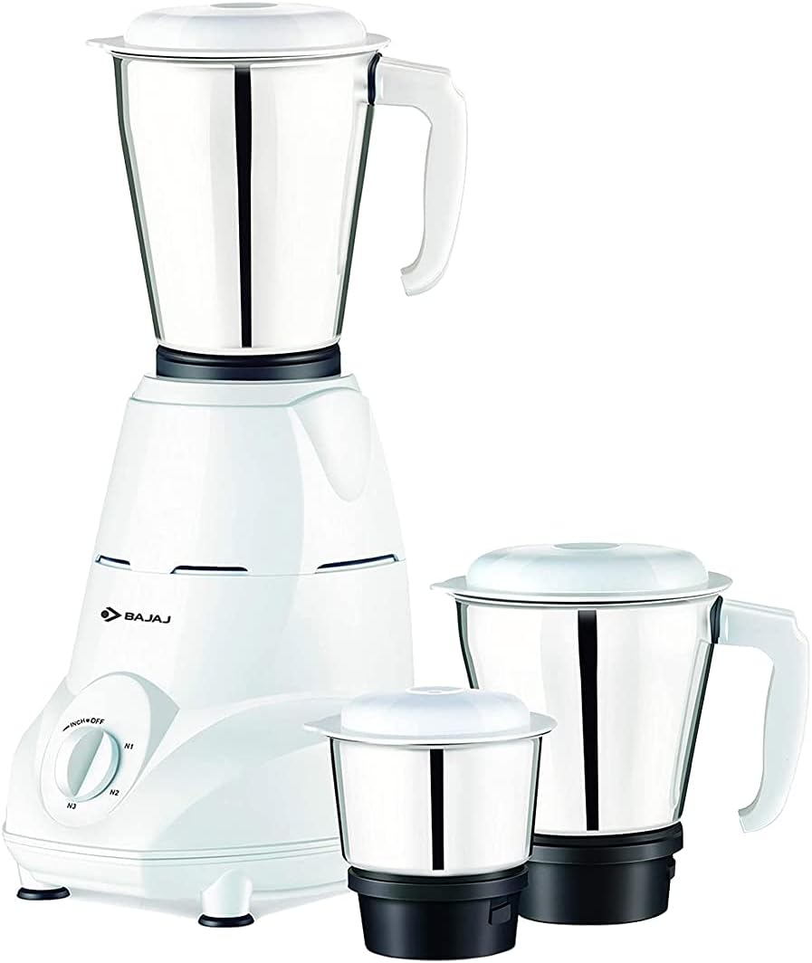 Rex 500W Mixer Grinder 4-Pieces Set, White/Black