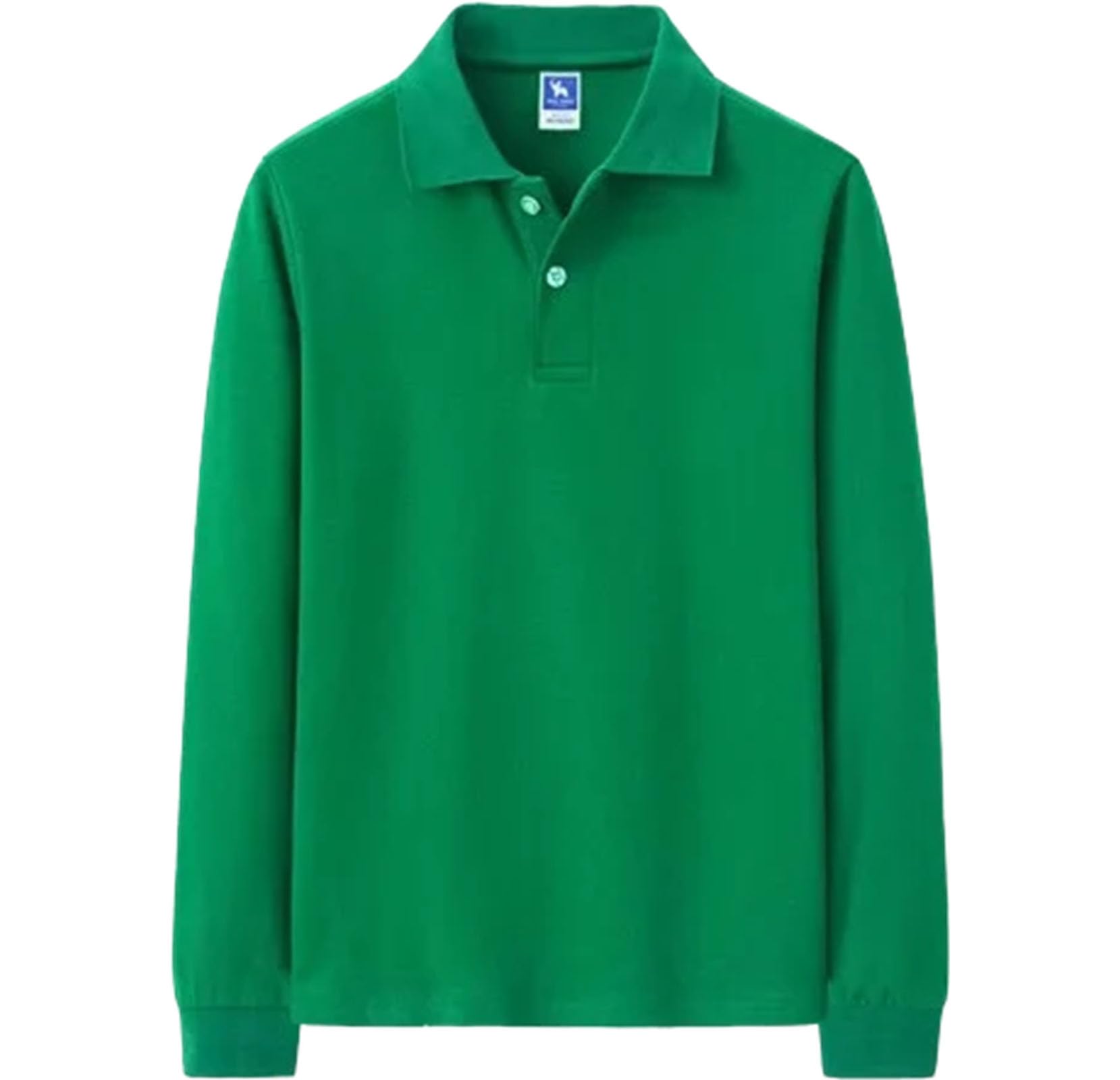 Herren Langarm Poloshirt Druck Stickerei Weich Bequem Baumwolle Poloshirts