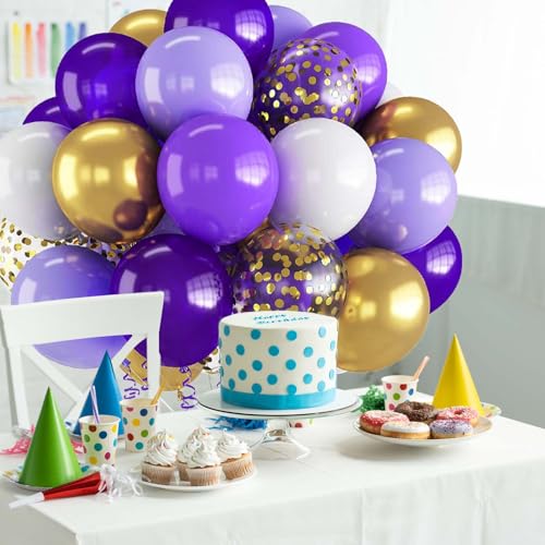 Image of 60PCS Purple and Gold Balloons,Purple and Gold Graduation Decorations Balloon Arch Kits,Suitable for Birthday Wedding Anniversary Festival Ceremony Decorations