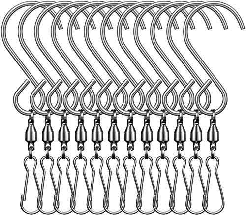 Lainin 12 Pack Stainless Steel Swivel Clip Hanging Hooks for Hanging Wind Spinners Wind Chimes Crystal Twisters Lighting Bulbs Party Supplyâ€¦