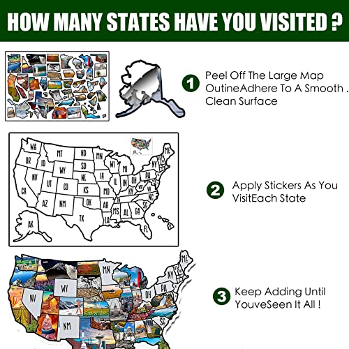 Pacify 2 Sheets RV Map of States Visited, RV Sticker Travel Map - Image 4