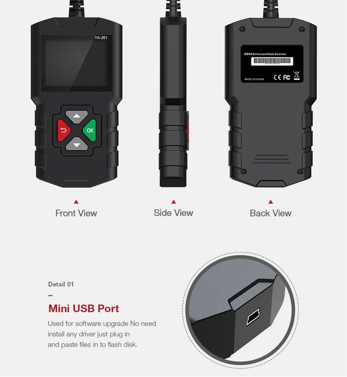 Lecteur De Code OBD2 Scanner Automobile Professionnel Multilingue pour Outils De Diagnostic De Moteur De Voiture YA201