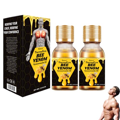 Biancat ThermoFirm Bee Venom Gynecomastia Oil, Muscles Bee Venom Oil, Biancat Gynecomastia Heating Oil for Strengthen The Chest Muscles (2 Bottle)
