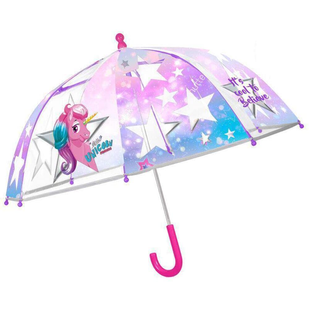 PERLETTIUmbrella Cloche Child Transparent and Unicorn – with Glow in the Dark Border – Umbrella Girl