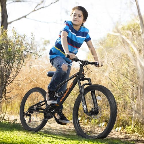 Image of Ecarpat 24 /26 /27.5 Inch Mountain Bike, Full /Front Suspension Mens Boys Mountain Bike with 21 Speed Steel Frame and Dual Disc Brakes, Adult Sport Bicycle for Trail City Road, Gift Choice