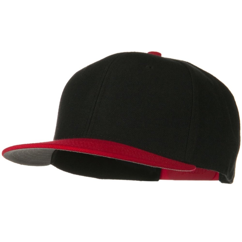 OTTOWool Blend Flat Visor Pro Style Snapback Cap - Red Black