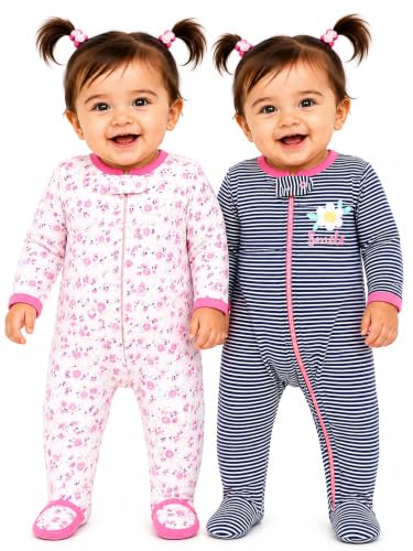 Image of TuddyBuddy Baby Girl's Cotton Printed Full Sleeves Sleepsuit /Footed Rompers for Baby Girl