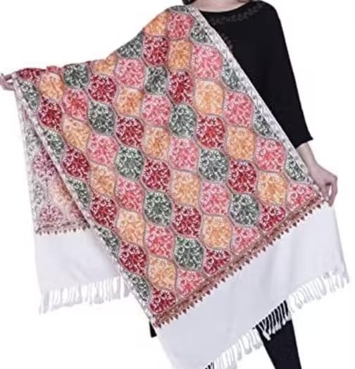 Women's Embroidered Shawl, Multicolour Floral Pattern, Fringed Wrap for Women-image-40