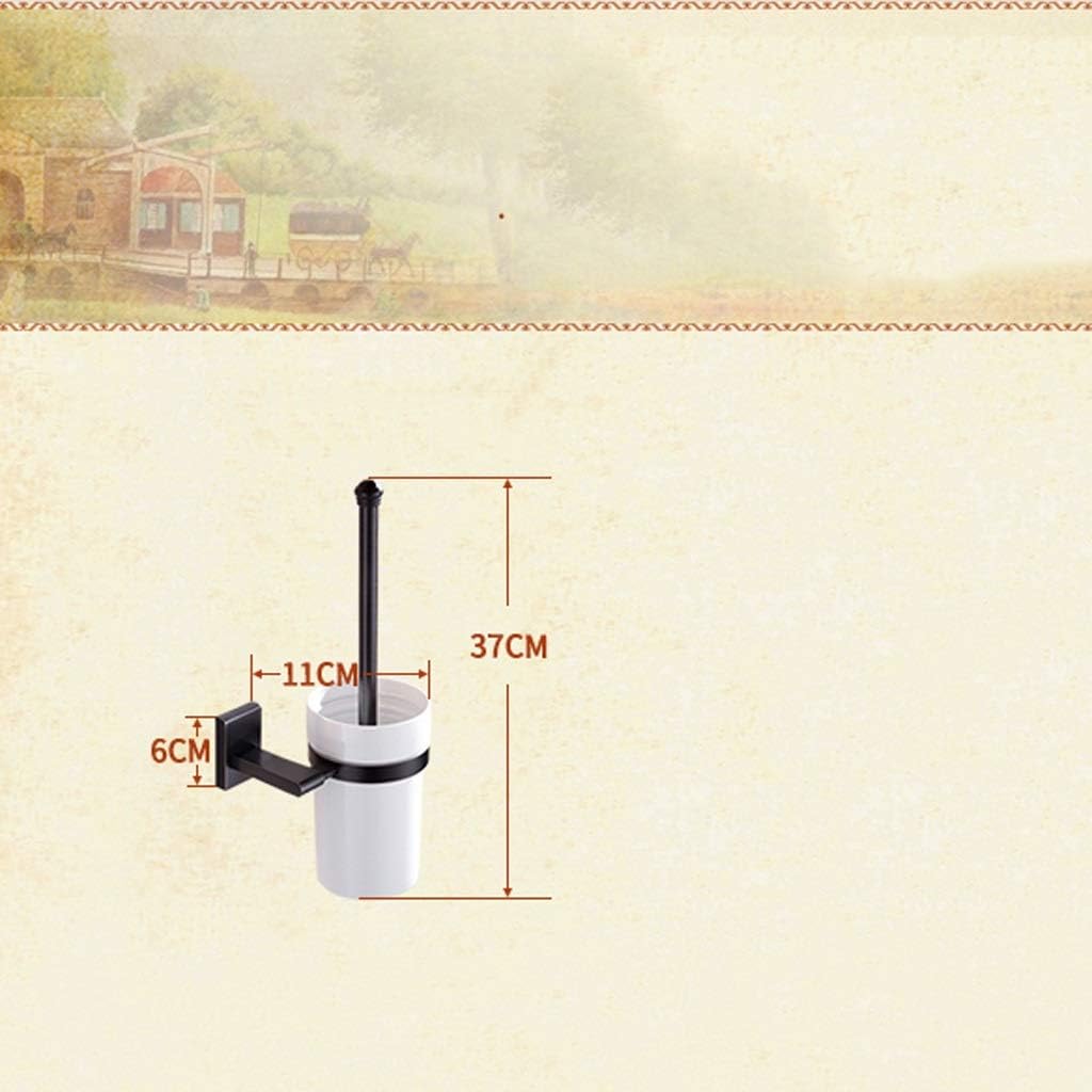 Toilet Brush —Set Bathroom and Holder Black Copper Household Cleaning Long Handle Strong and