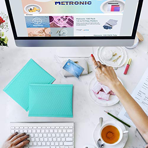 Image of Metronic Bubble Mailers 6x10 Inch 50 Pack Teal Padded Envelopes Waterproof | Usable Size 6x9 inch Tear Resistant Bubble Envelopes Self Seal Adhesive padded Mailers for Shipping Jewelry, Small Items