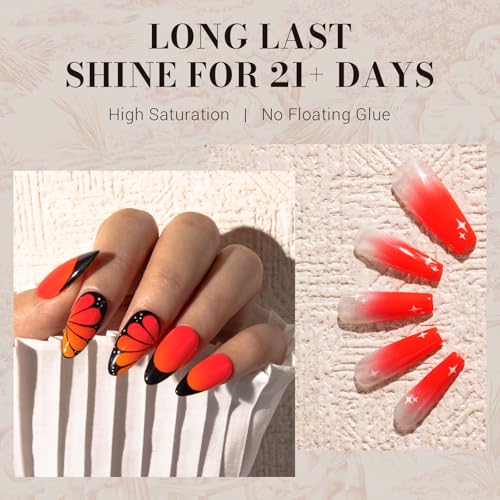Image of MelodySusie Neon Orange Gel Nail Polish,Red Orange Gel Polish Spring Summer Bright Color 224,Soak Off UV LED Nail Lamp Gift for Women Nail Art Manicure Salon DIY Nail Design at Home 0.5 Fl Oz-A2502