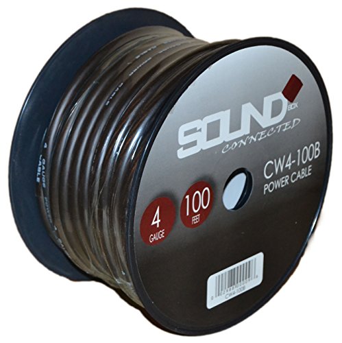 Best Cyber Monday 🔥 SoundBox Connected 4 Gauge Black Amplifier Amp Power/Ground Wire 100 Feet Superflex Cable 100' Spool