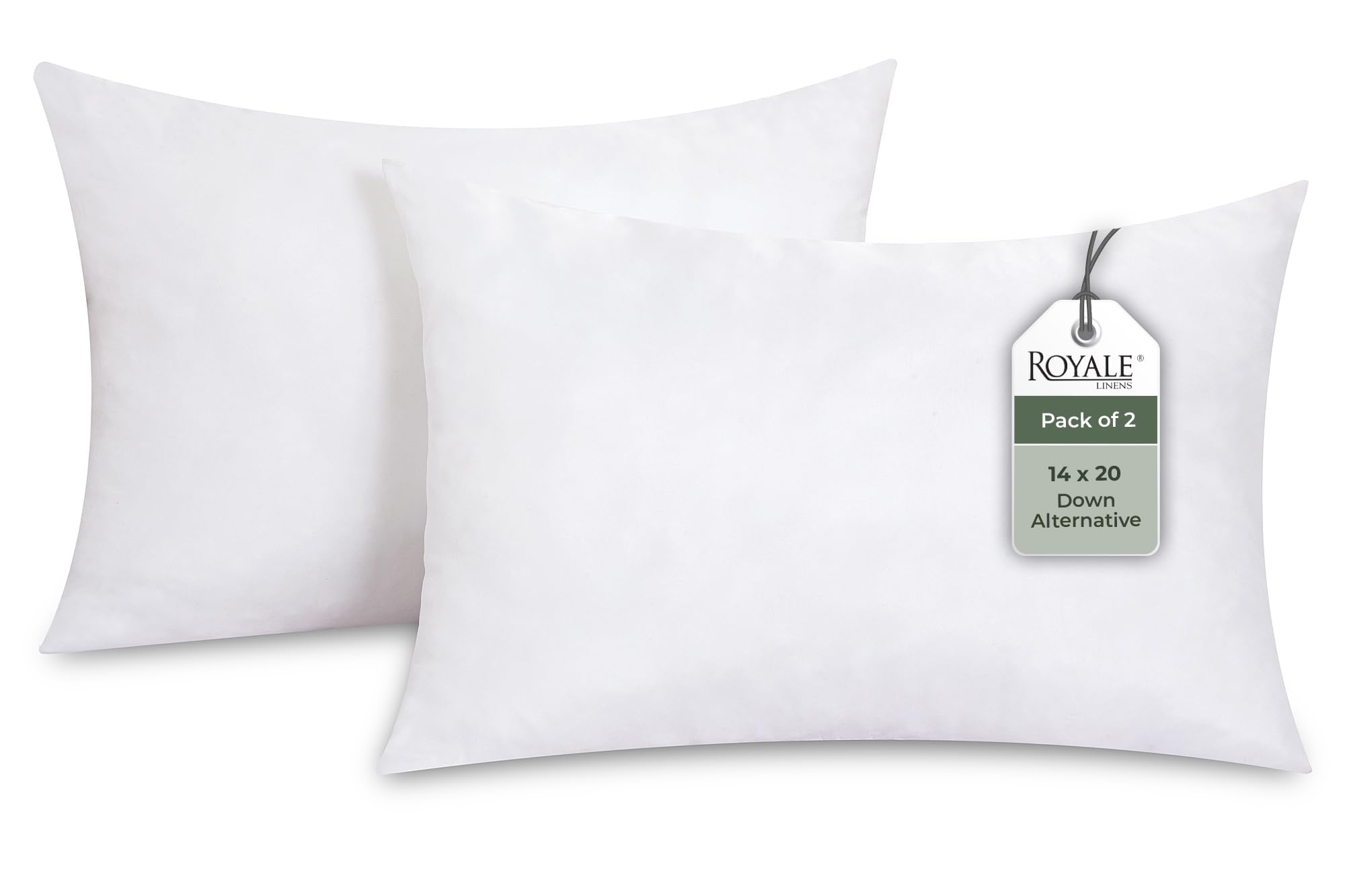 14 x 20 Pillow Insert - Down Alternative Throw Pillows Insert - Rectangle Pillow Pack of 2 White - Bed & Couch Pillows - Inner Cushion for Bed, Cushion for Living Room - Shams Stuffer