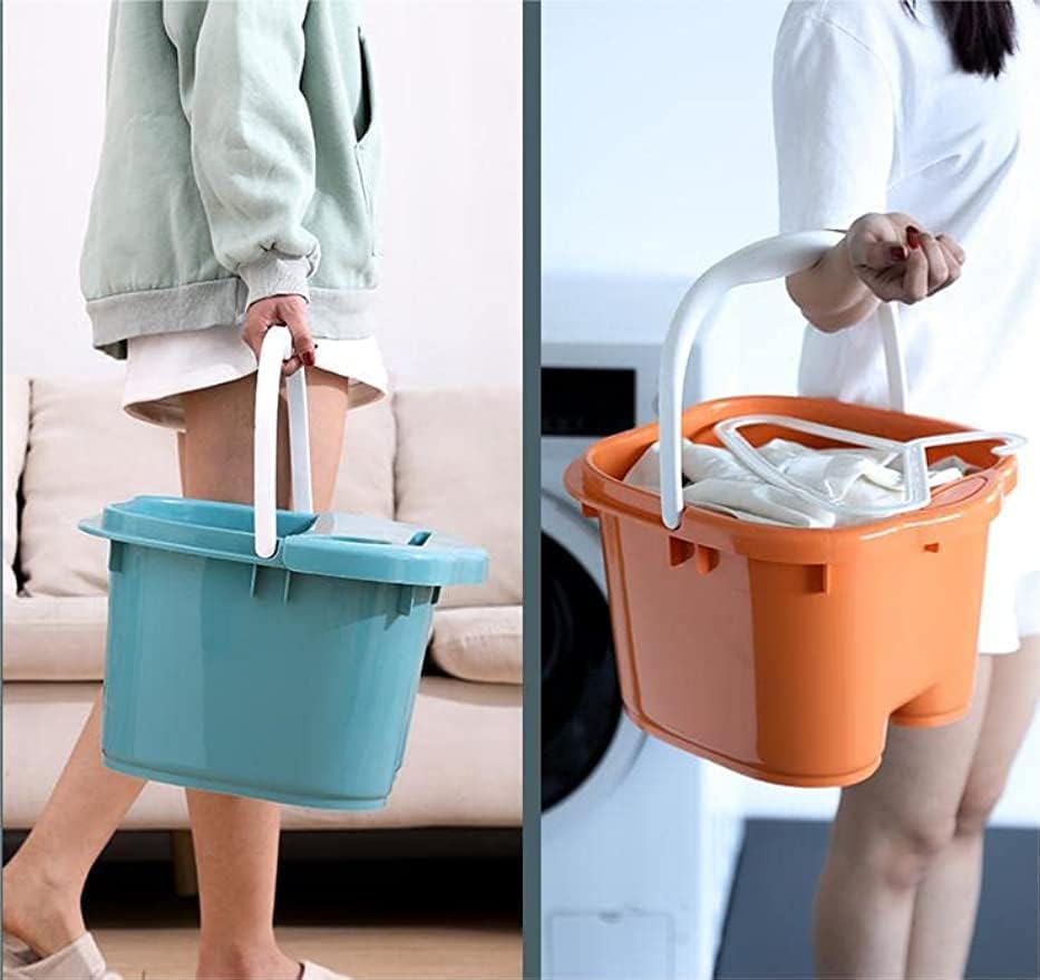 足湯 足湯バケツ フットバス 足湯器 深めのバケツ 足洗い台 ひざ上 ふくらはぎ 保温 プラスチック マッサージ プラス 厚手 家庭用 健康バケツ 足湯バケツ (高い,B)