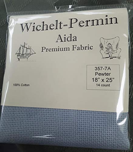 Wichelt Permin Premium AIDA Cross Stitch Fabric 14 Count Pewter 18