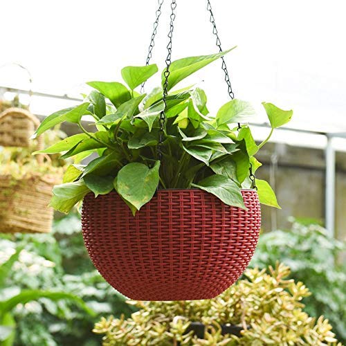 Shree Parshva Round Hanging Planter,(4 pcs) Plastic Resin Chain Basket Hanging Pot,Growers Hanging Planter Decor Pot in Maroon Color (B08V8XRD8B) Amazon Price History, Amazon Price Tracker