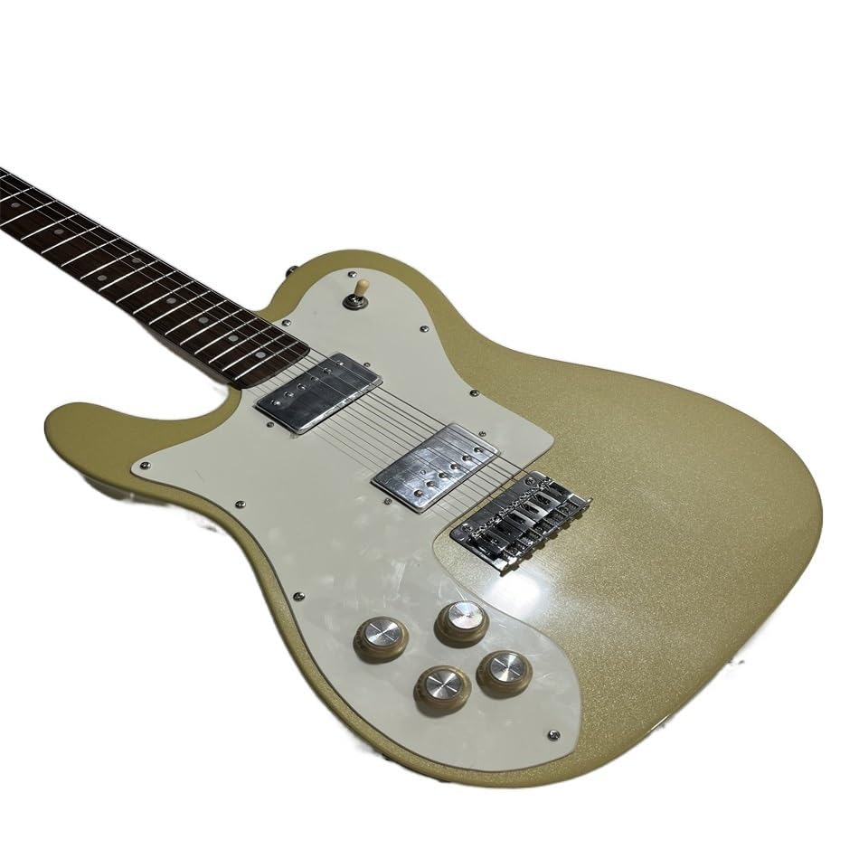 Guitare électrique gaucher en acajou jaune brillant avec une touche élégante en bois de rose