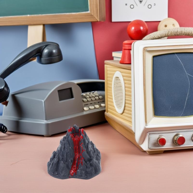 MERRYHAPY Realistic Volcano Toy Model Mini Erupting Volcano with Lava Effect Small Plastic Model for Science Experiments Classroom Demonstrations Desktop Decoration Micro Landscape Ornament