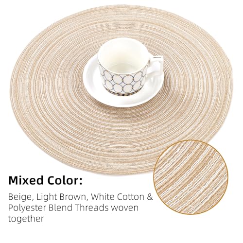 image for SHACOS Round Braided Placemats Set of 8 Cotton Fabric Round Table Mats
