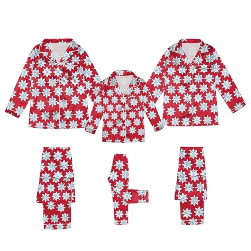 Pyjama de Noël Famille Rouge Idéal pour le Matin du Réveillon et Photos en Couple
