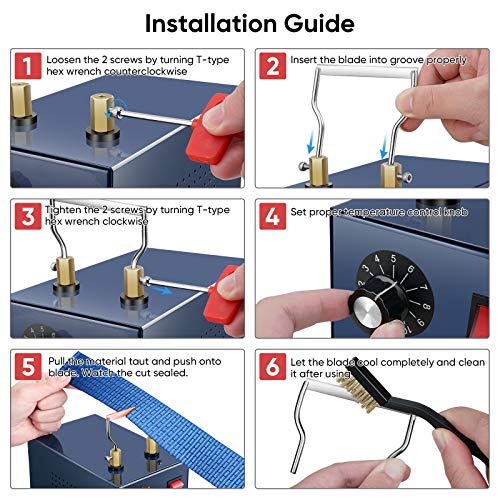 Romech Electric Rope Cutter With Adjustable Power - Hot Knife Thermal Blade For Braid Fabric Webbing Belting Ribbon- Bench Mount Cutting Tool Kit – Heal Sealer (120W, Rm-025) #TOP5