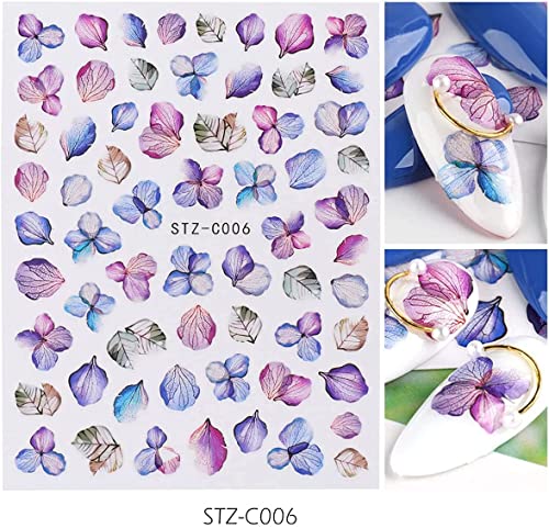 8 Sheets Flowers Nail Art Stickers Decals 3D Nail Art Butterfly Nail Art Stickers Self-Adhesive Slider Foil With Dry Flower Leaves Charms Butterfly Design Manicure Diy Nail Decorations #TOP4
