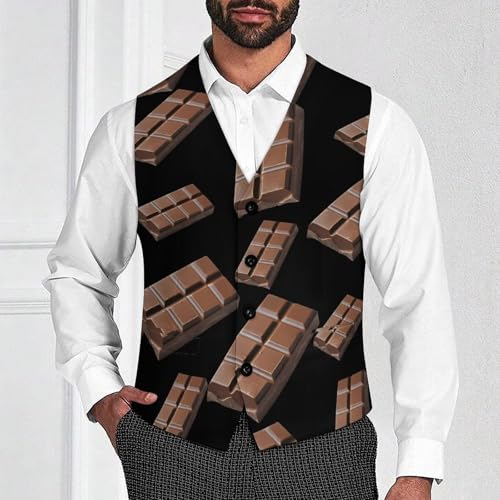 Chocolate Bar Trendy Vest Suit for Men V Neck Formal Dress Waistcoat Vests Business Slim Fit4