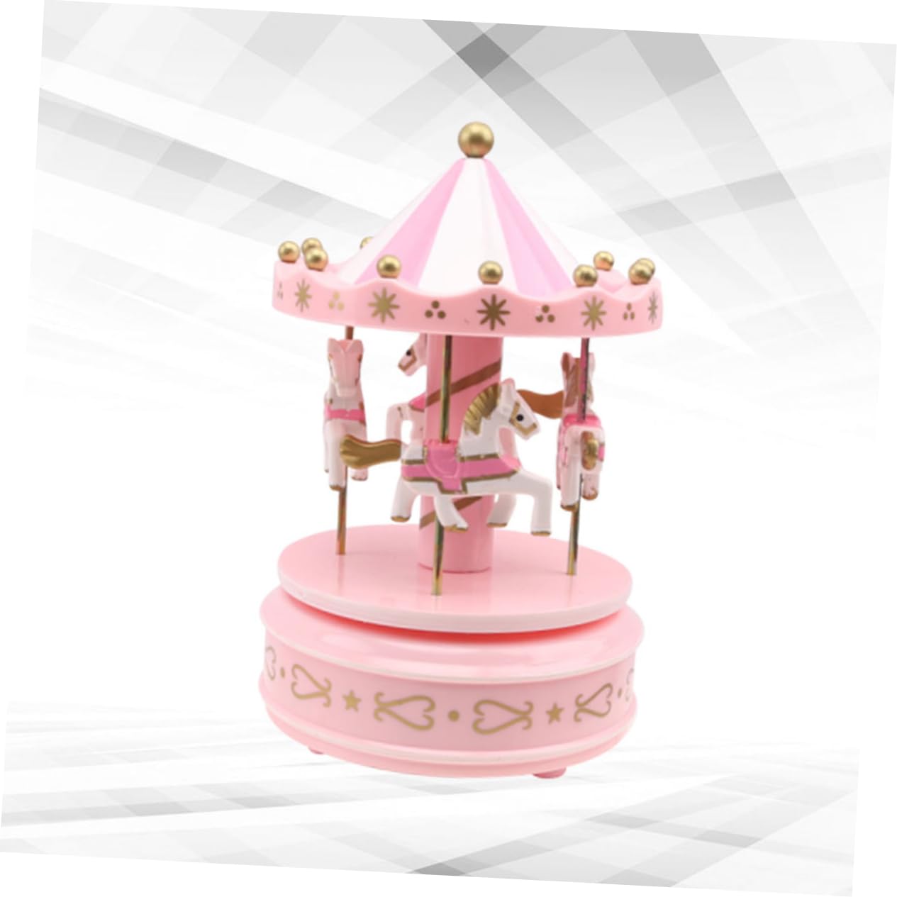 Mikikit Caja de Música de Carrusel Romántico Rosa, Portátil y Fácil de Usar, Decoración Elegante para Bodas Lugar Especial
