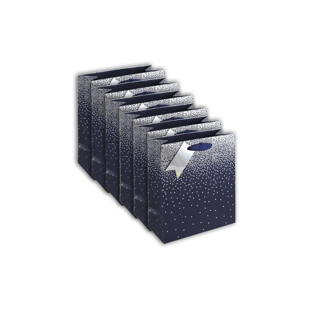 Clairefontaine 30861-3Cpack - A Set of 6 Excellia Gift Bags- Medium - 21,5x10,2x25,3cm - 210g - Design: Stars On Blue Background - Ideal for Book, Game, Gifts