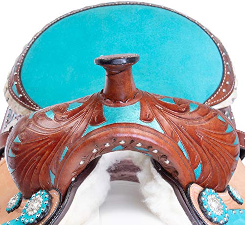 image for Acerugs Kids Quarter Horse Saddle Teal Pink Black Crystal Show Western