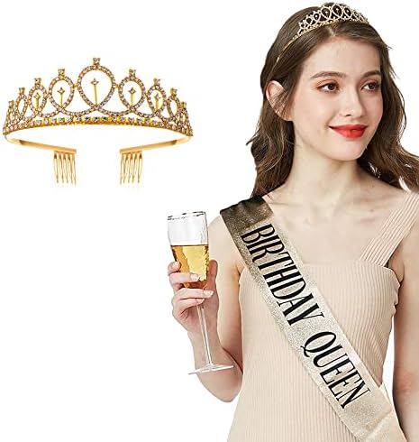 80. Geburtstag Krone & Schärpe Set - Goldene Geburtstagsdeko Für Die Birthday Queen