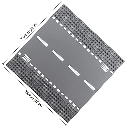Feleph Classic Road Base Plates, City Street Straight Road Building Kit, 10 X 10 Inches Town Baseplate For Building Bricks Compatible With All Major Brands (Straight) #TOP1