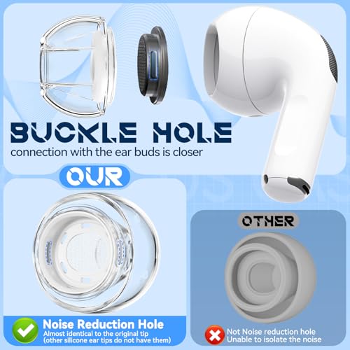 Image of 4 Pairs Replacement Ear Tips for Airpods Pro 1 /2 with Hole for Noise Reduction, Silicone Earplugs for Airpods Pro with Cleaning Set & Portable Storage Box, Transparency