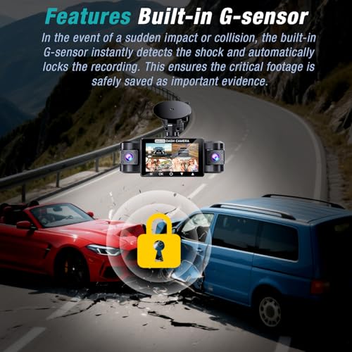 4 Channel 2.5K Dash Cam Front Rear Left Right, 170° Wide Angle Car Dash Camera with 5GHz WiFi & App Control, G-Sensor, Super Night Vision, 24H Parking Monitor, Loop Recording, 64GB SD Card Included - Image 5