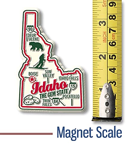 Imán decorativo de estado Idaho 3" x 3.6" de caucho miniatura 2