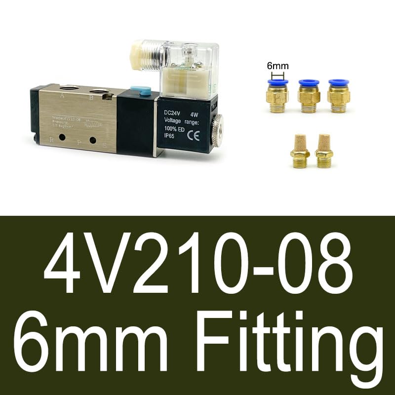 Électrovanne pneumatique 4V210-08 avec raccords 6mm sans fuite